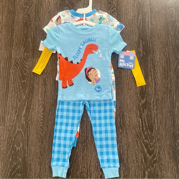 New Ms. Rachel Toddler Boys Dinosaur Snug Fit 4-Piece Pajama Set 2T - Picture 4 of 12